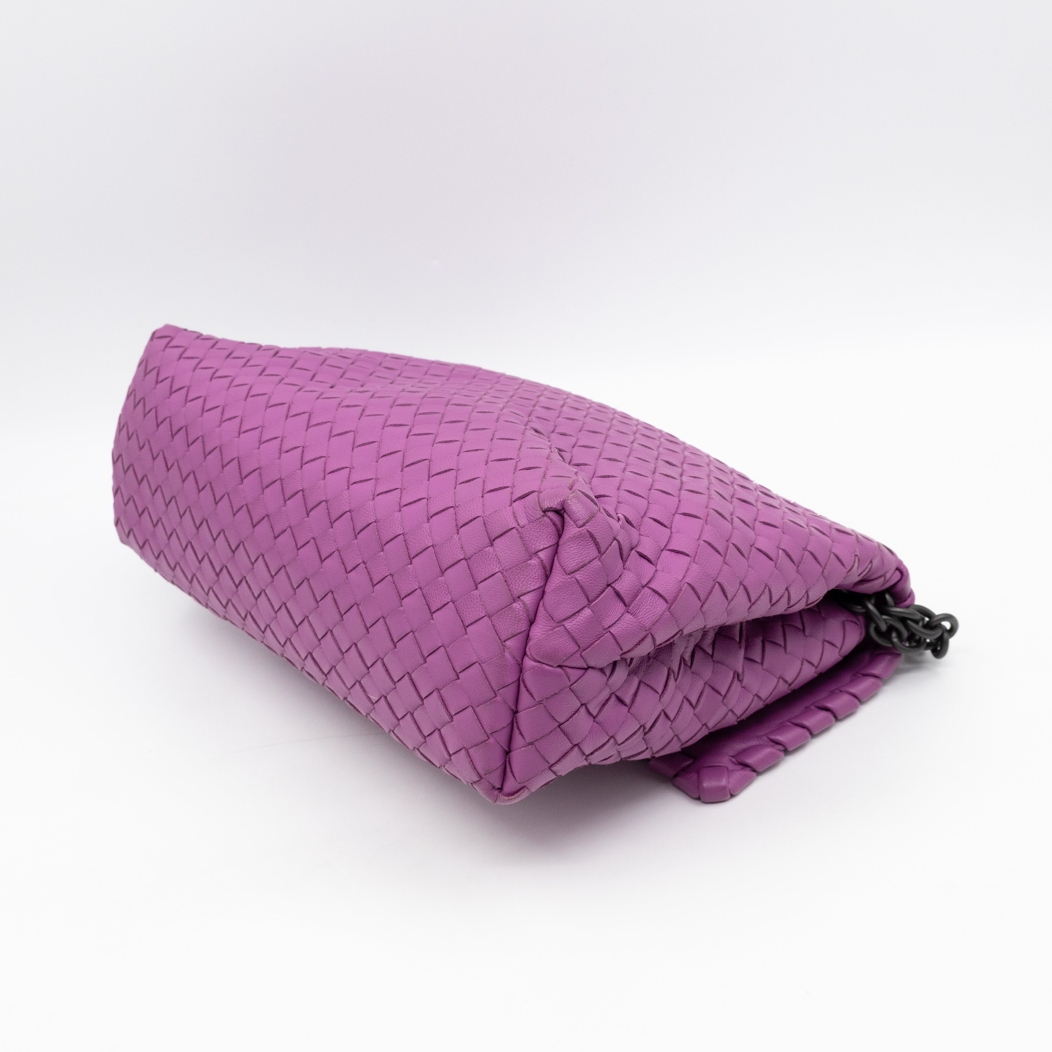 Olimpia Crossbody Bag Purple Intrecciato Leather