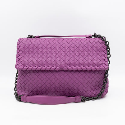 Olimpia Crossbody Bag Purple Intrecciato Leather
