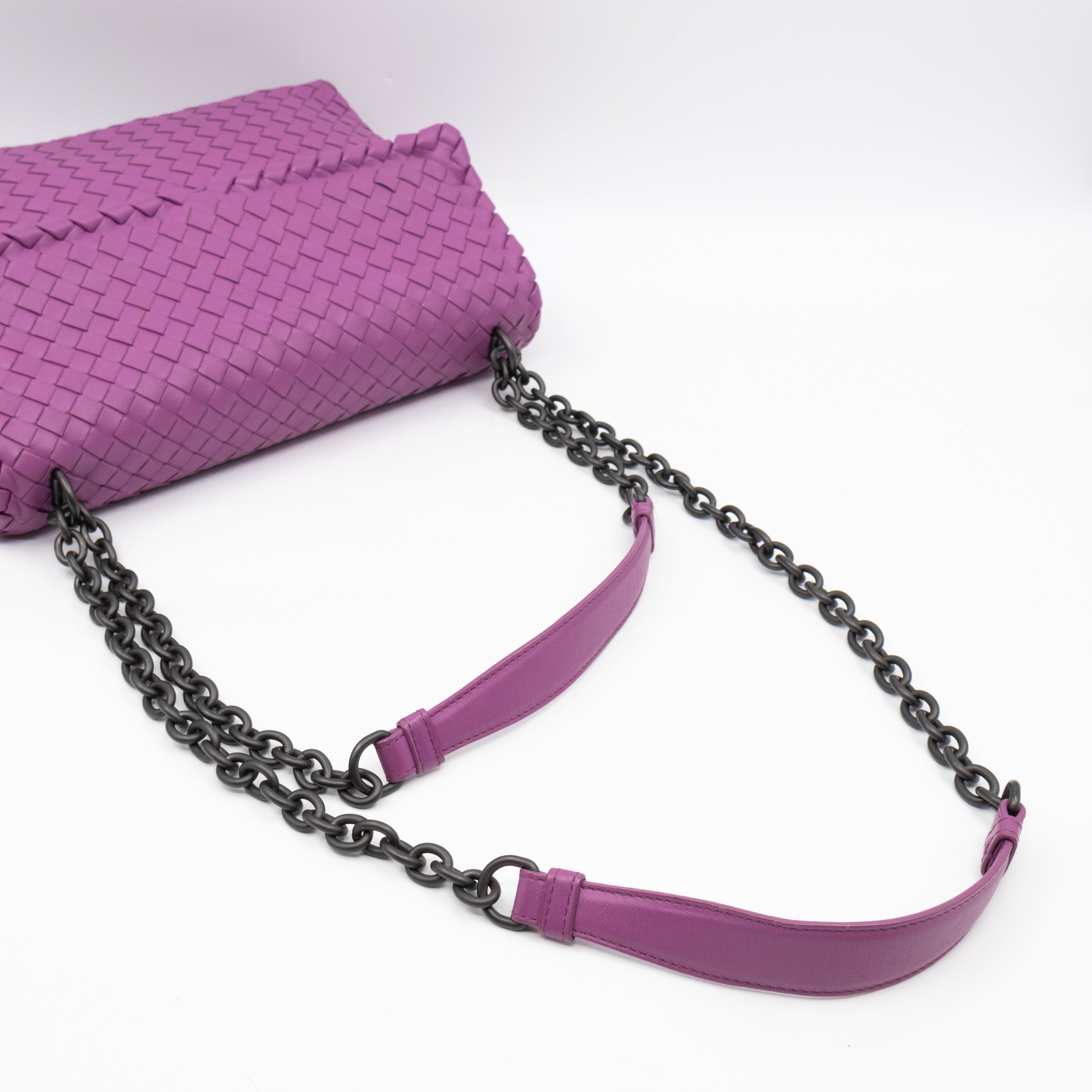 Olimpia Crossbody Bag Purple Intrecciato Leather