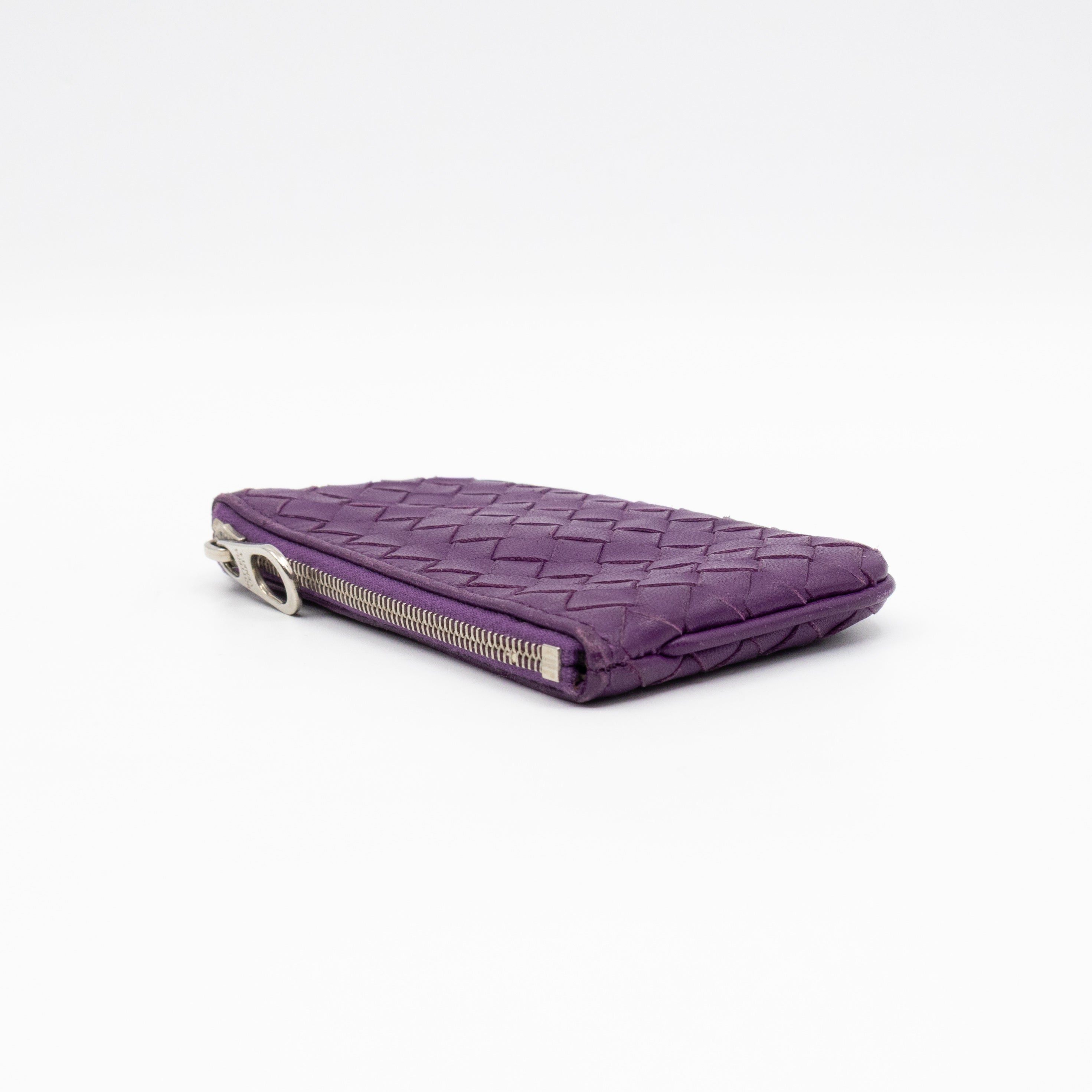 Key Pouch Purple Intrecciato Leather