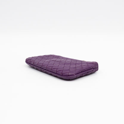 Key Pouch Purple Intrecciato Leather