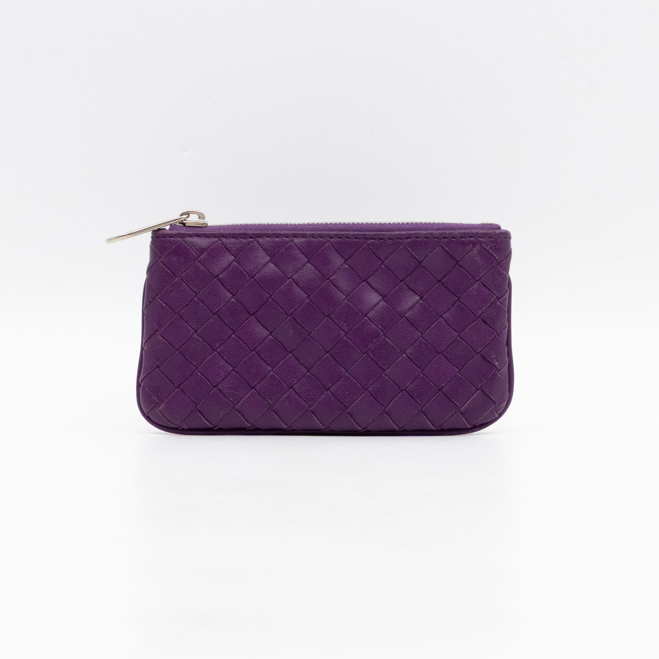 Key Pouch Purple Intrecciato Leather