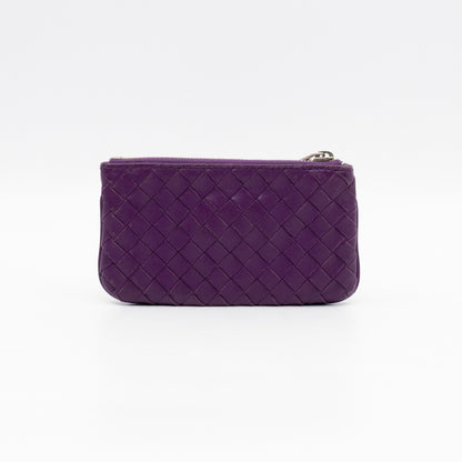 Key Pouch Purple Intrecciato Leather