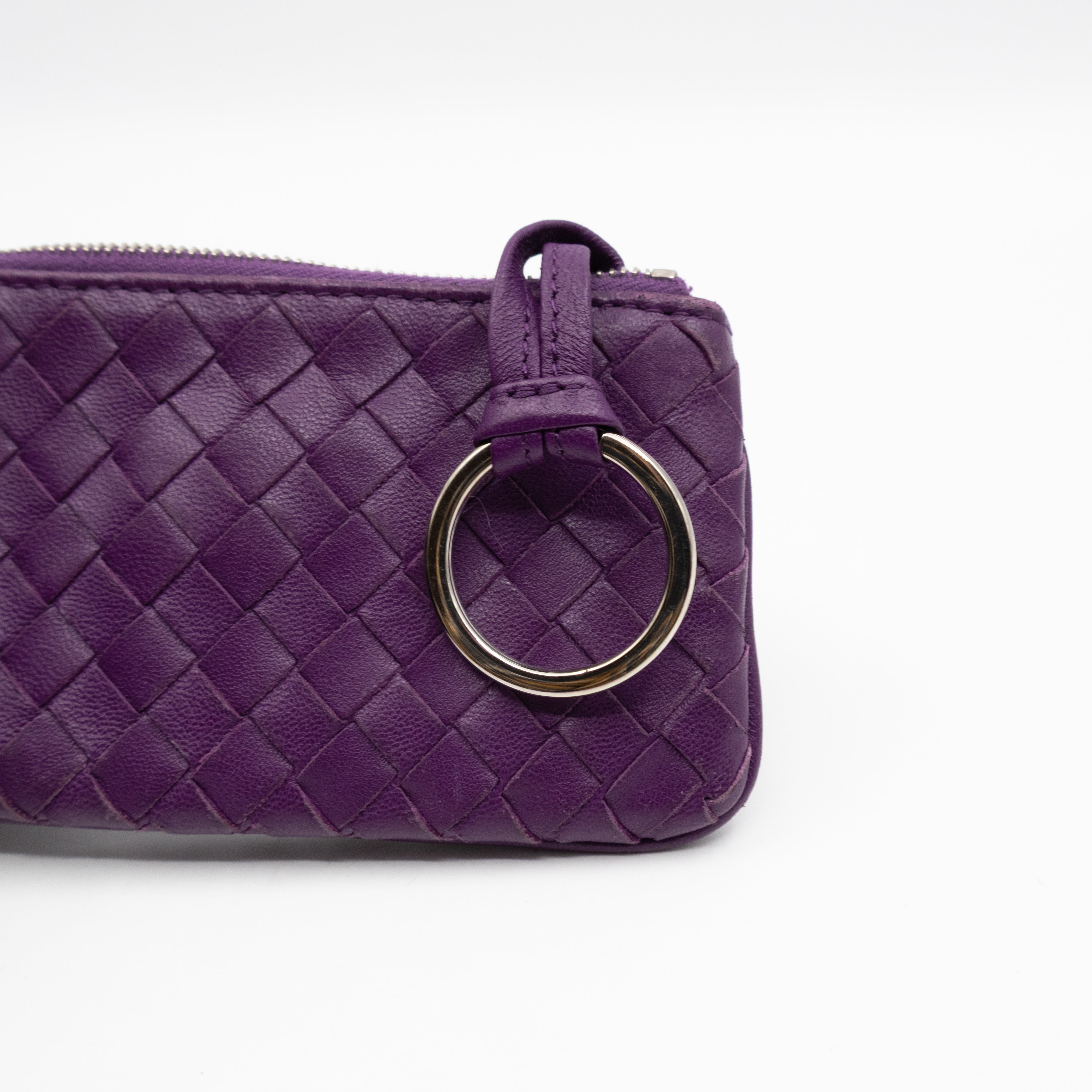 Key Pouch Purple Intrecciato Leather
