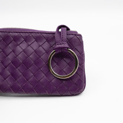 Key Pouch Purple Intrecciato Leather