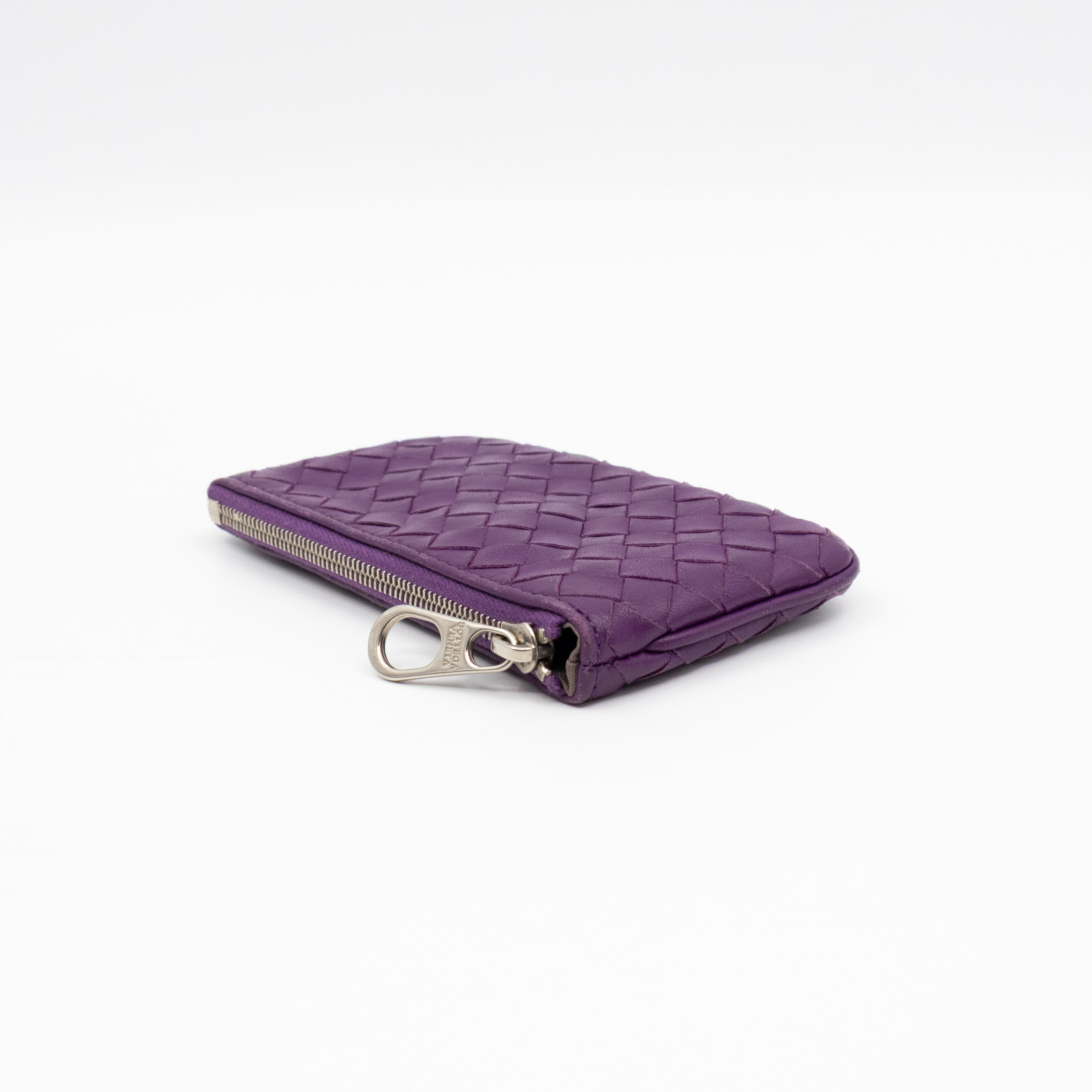 Key Pouch Purple Intrecciato Leather