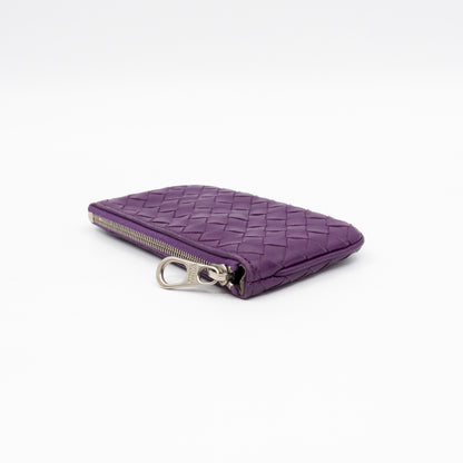 Key Pouch Purple Intrecciato Leather