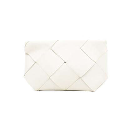 Clutch Maxi White Intrecciato Leather