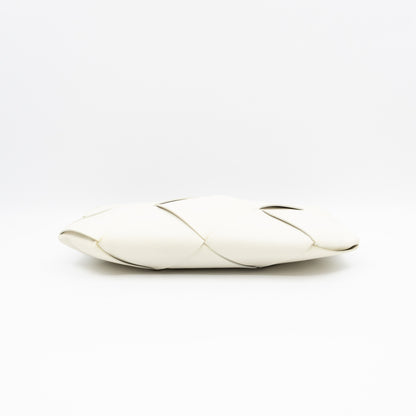 Clutch Maxi White Intrecciato Leather