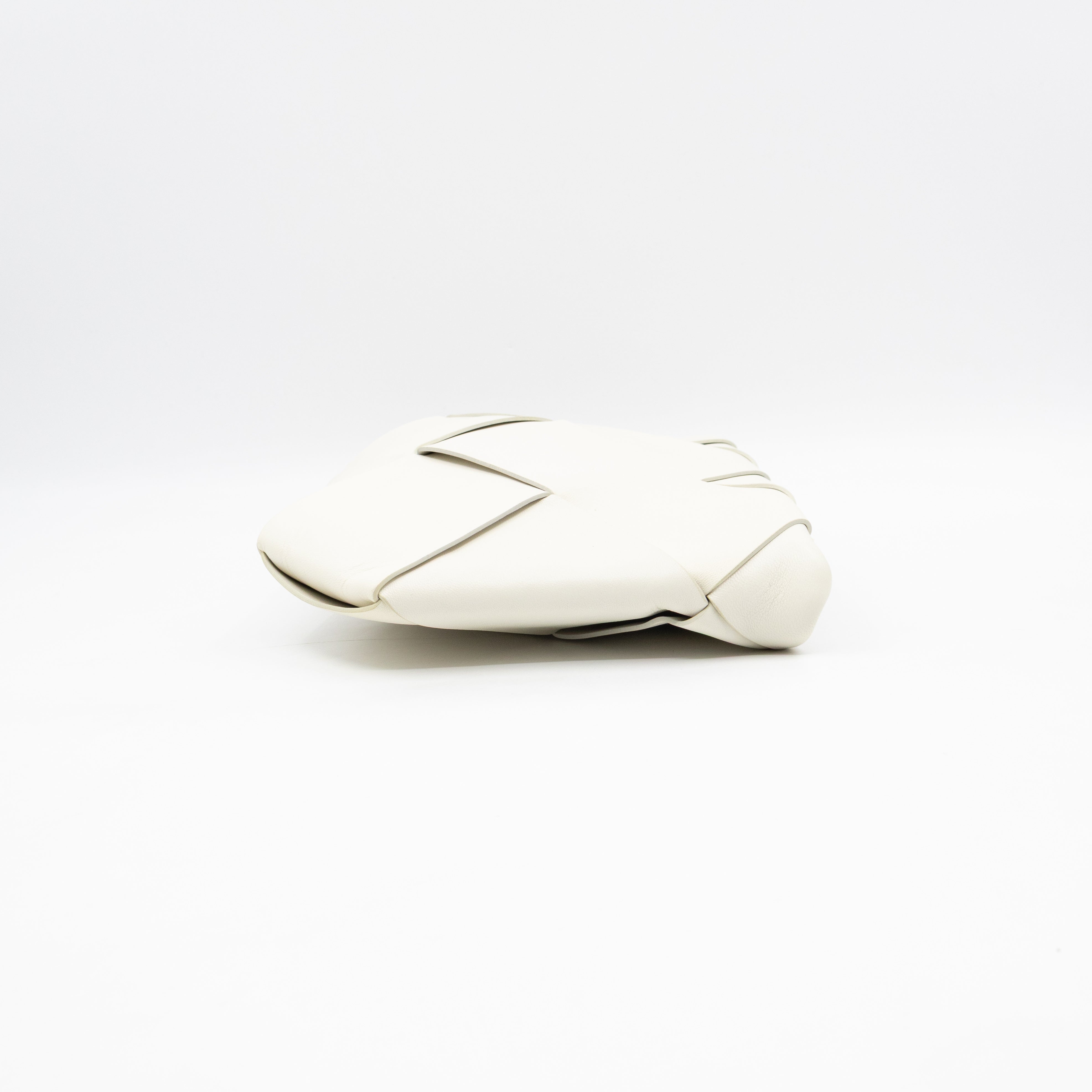 Clutch Maxi White Intrecciato Leather