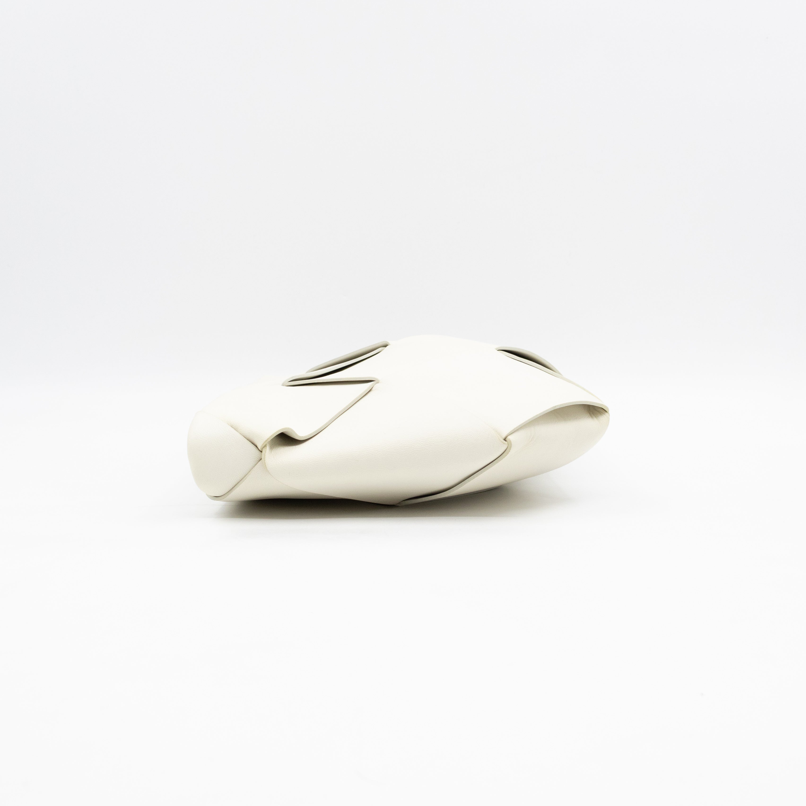 Clutch Maxi White Intrecciato Leather