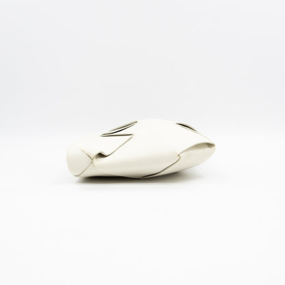 Clutch Maxi White Intrecciato Leather