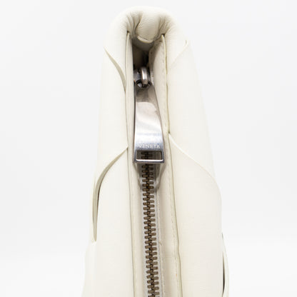 Clutch Maxi White Intrecciato Leather
