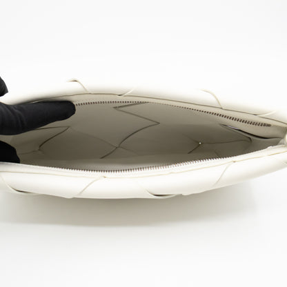 Clutch Maxi White Intrecciato Leather