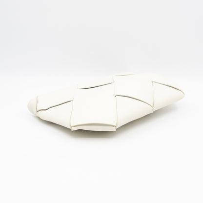 Clutch Maxi White Intrecciato Leather