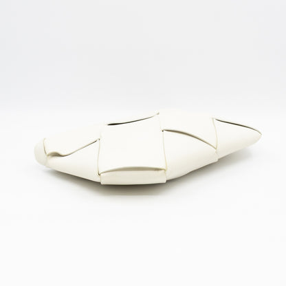 Clutch Maxi White Intrecciato Leather