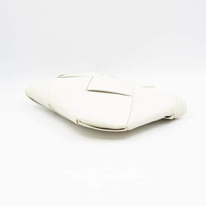 Clutch Maxi White Intrecciato Leather