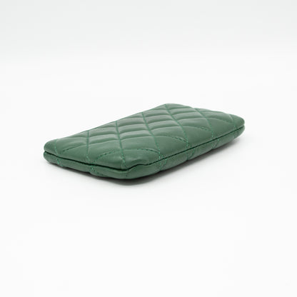 Mini O Case Pouch Green Lambskin Leather