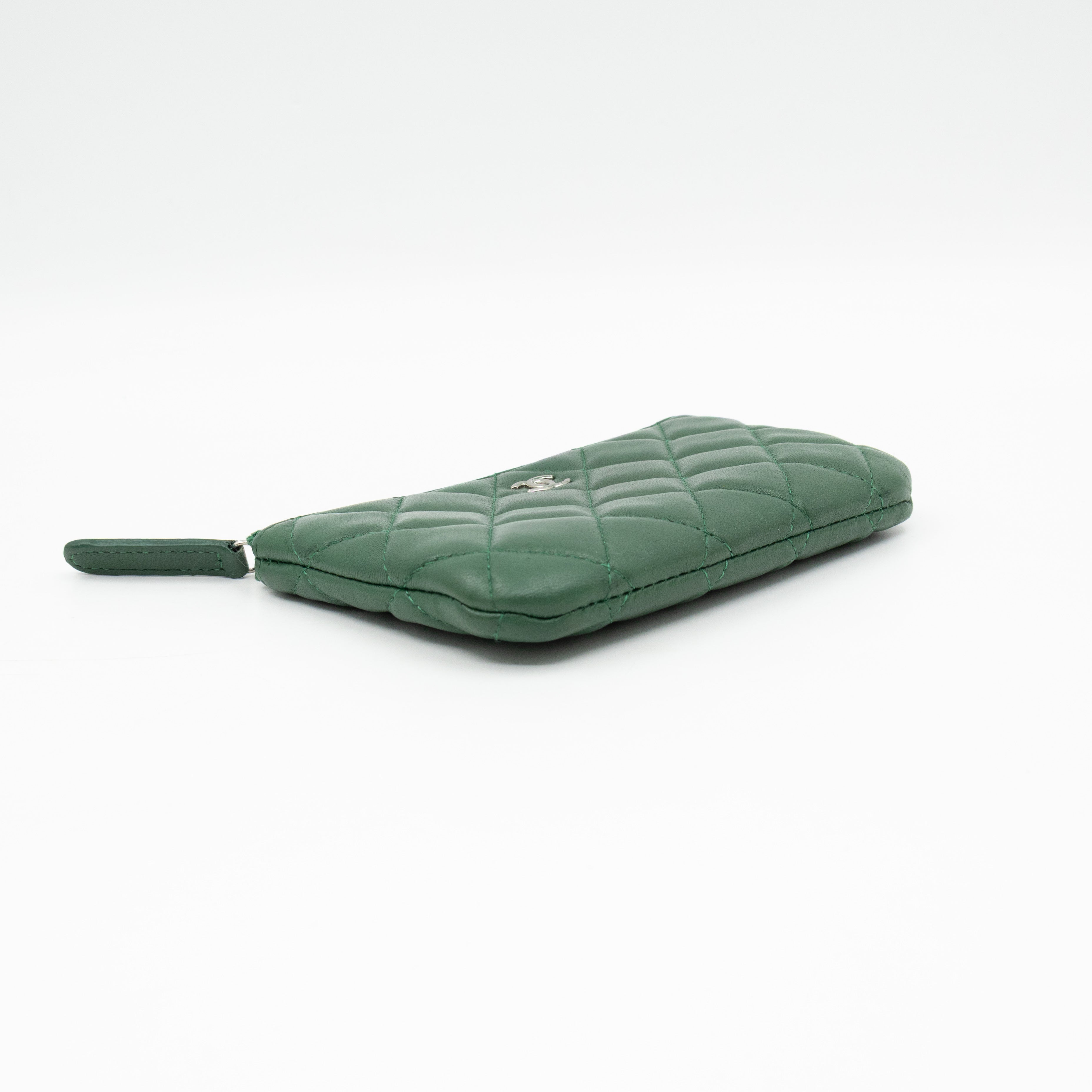 Mini O Case Pouch Green Lambskin Leather