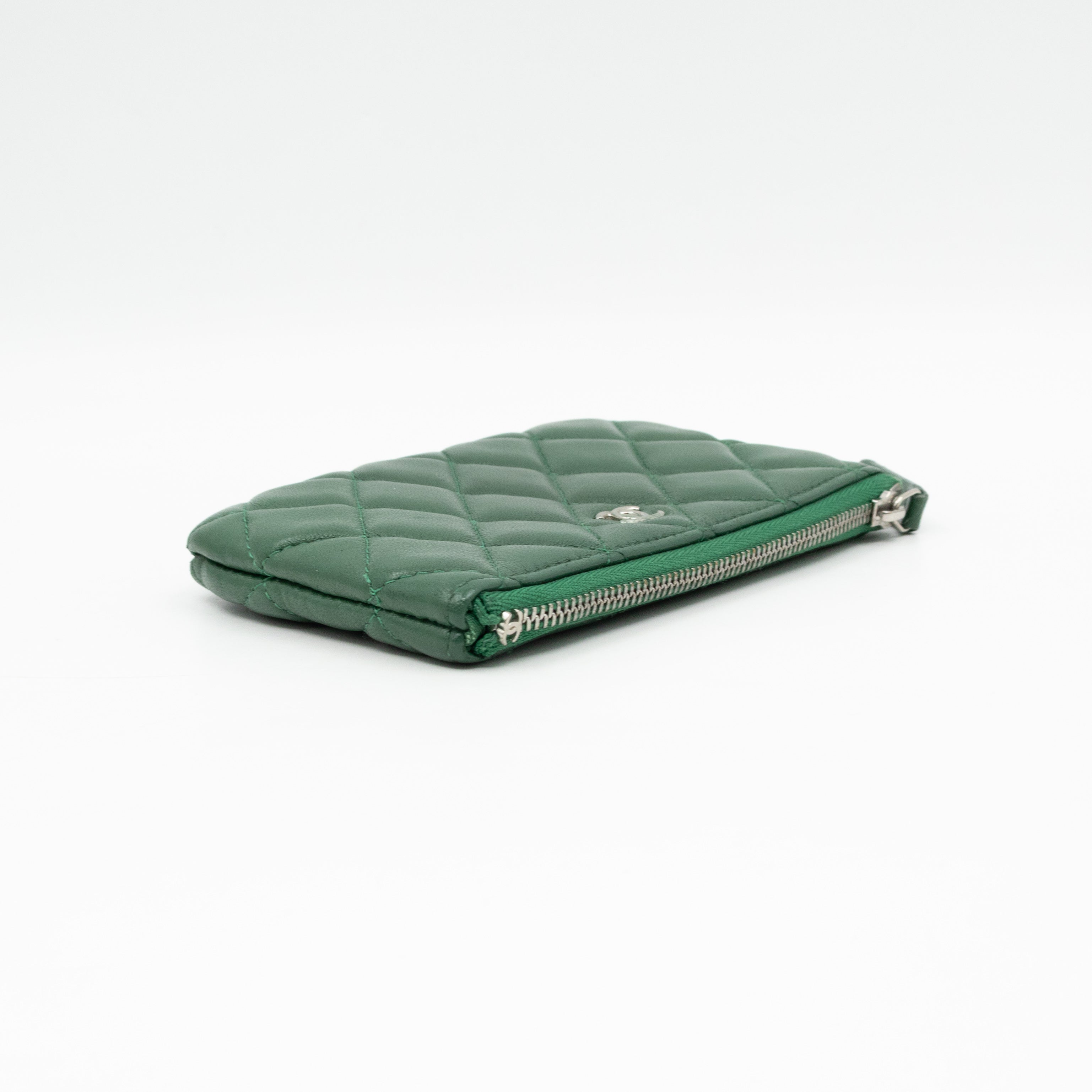 Mini O Case Pouch Green Lambskin Leather