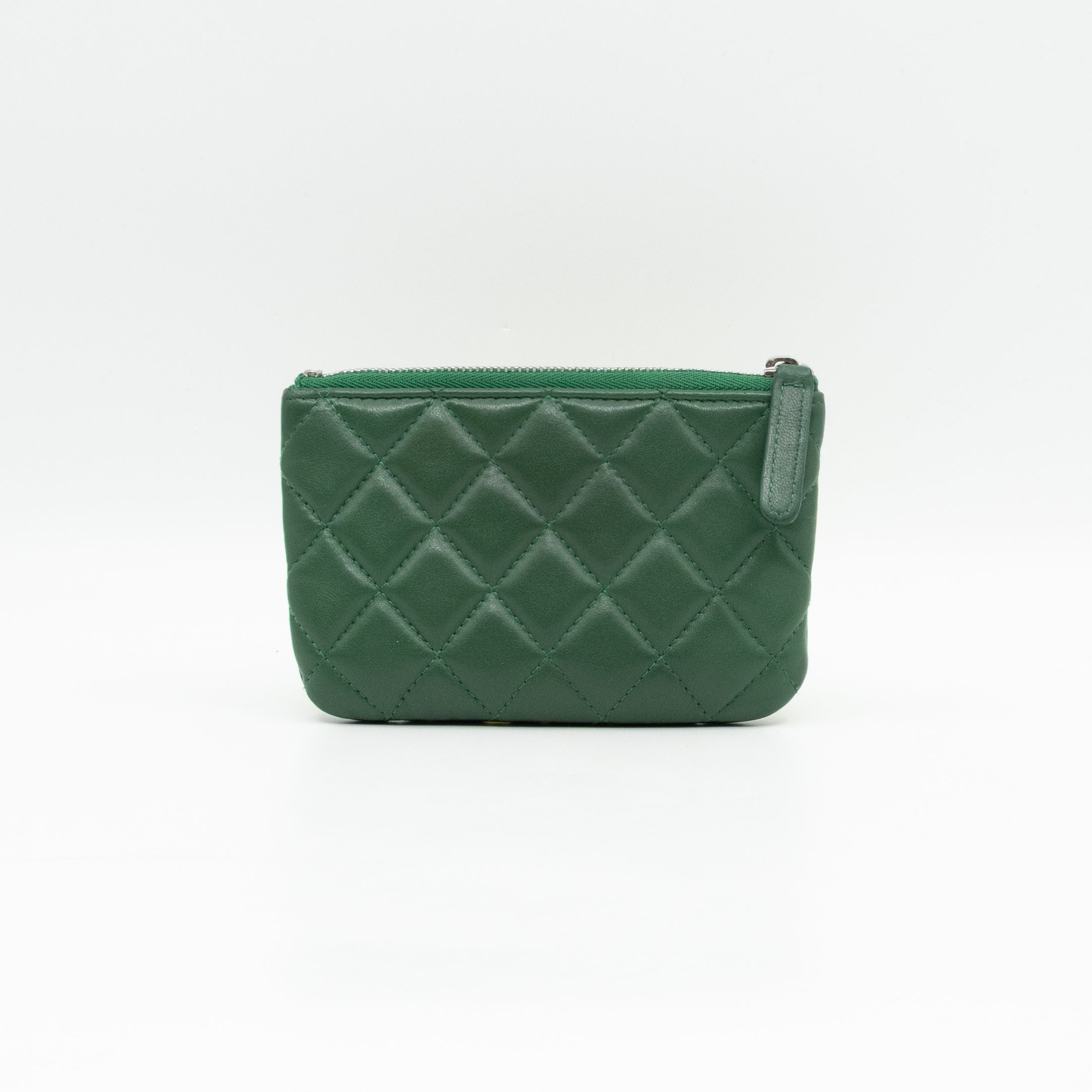 Mini O Case Pouch Green Lambskin Leather