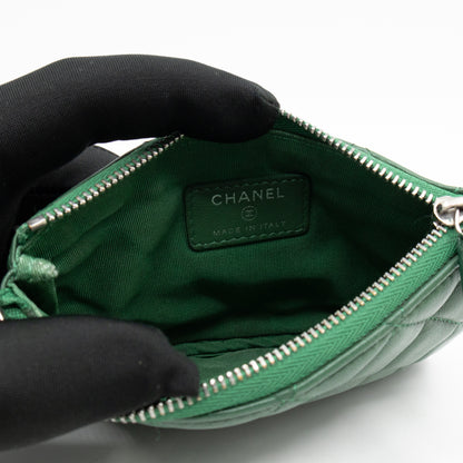 Mini O Case Pouch Green Lambskin Leather