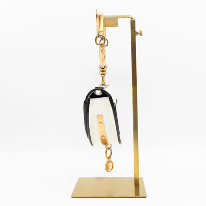 Nile Bracelet Minaudiere Crossbody Bag White Croc Embossed Leather