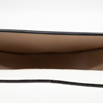 Nile Bracelet Minaudiere Crossbody Bag White Croc Embossed Leather