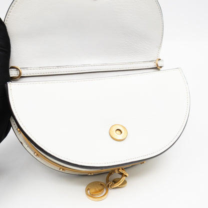 Nile Bracelet Minaudiere Crossbody Bag White Croc Embossed Leather