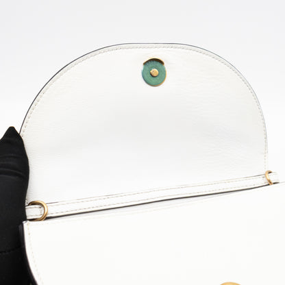 Nile Bracelet Minaudiere Crossbody Bag White Croc Embossed Leather