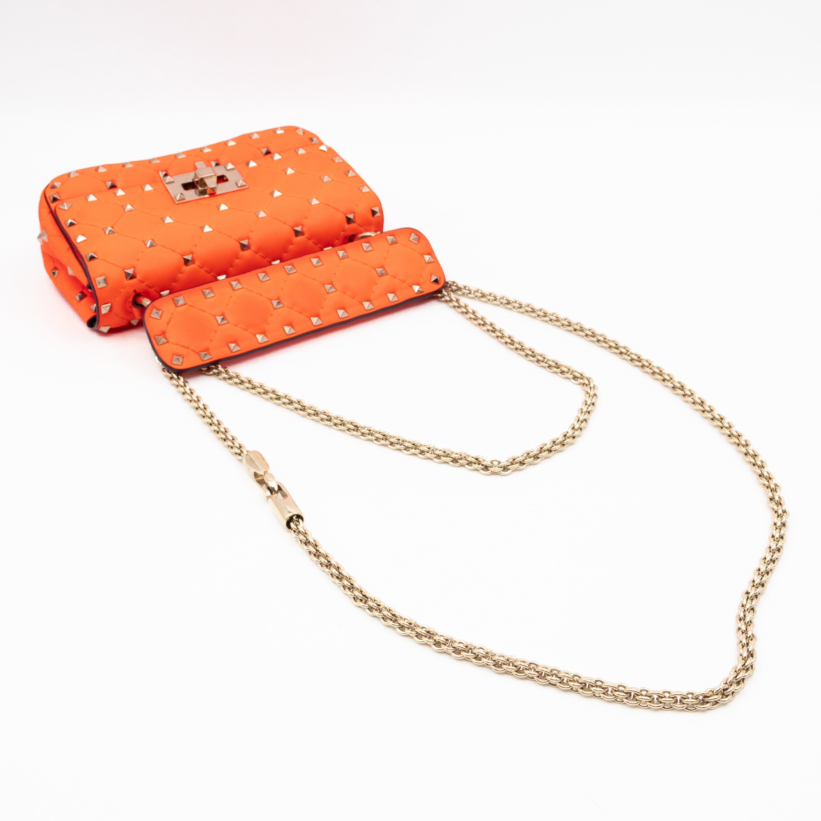 Rockstud Spike Mini Bag Fluo Orange Leather