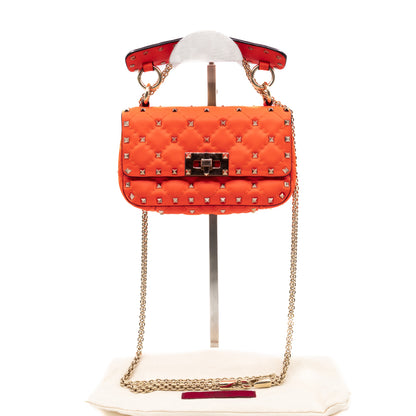 Rockstud Spike Mini Bag Fluo Orange Leather