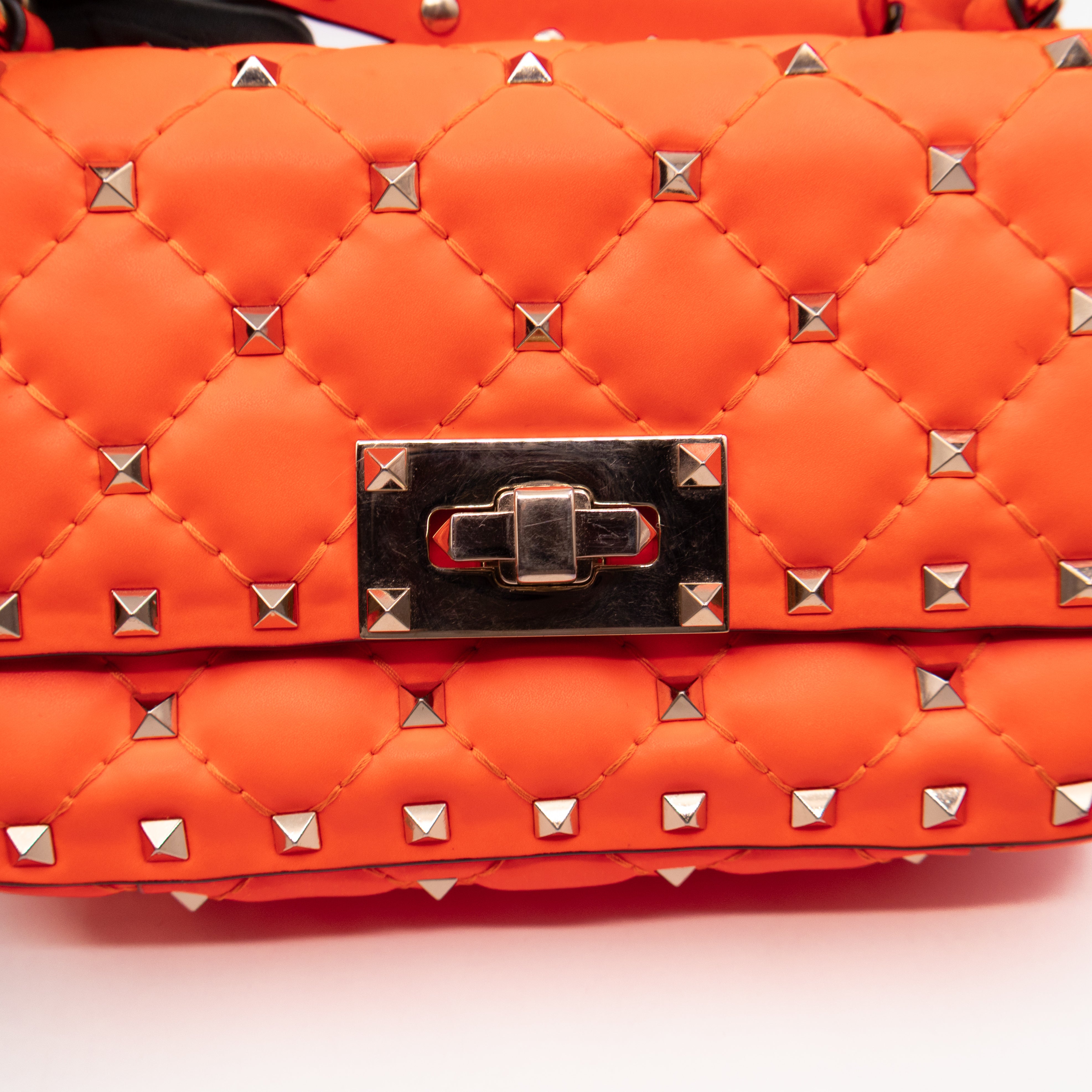 Rockstud Spike Mini Bag Fluo Orange Leather