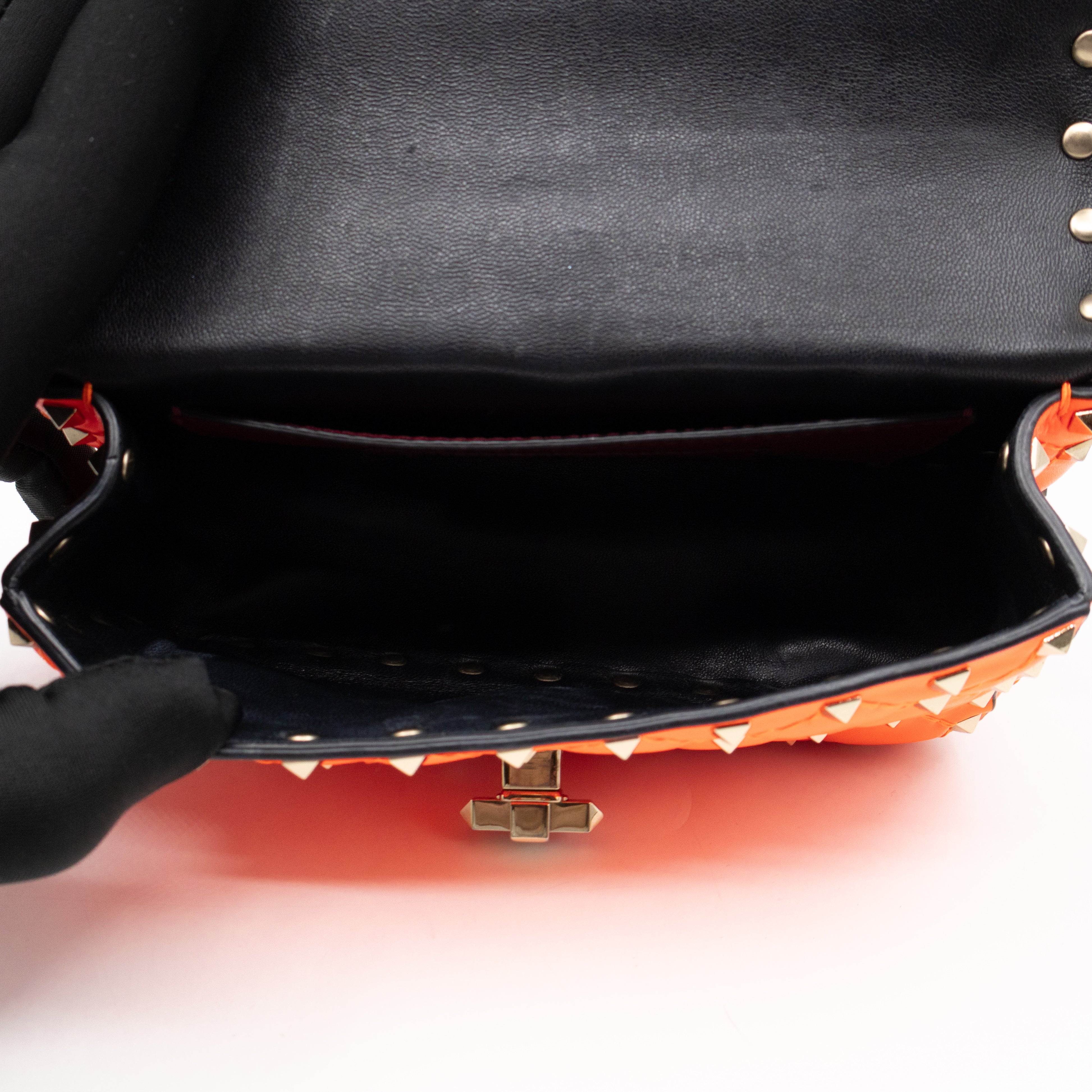 Rockstud Spike Mini Bag Fluo Orange Leather