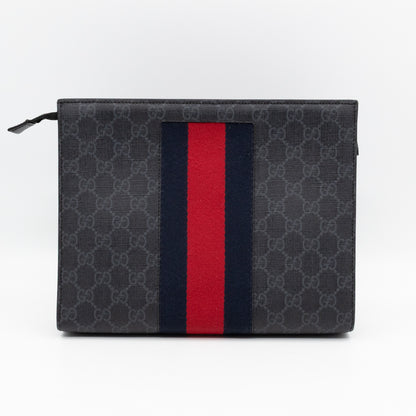Zip Pouch Toiletry Case Black GG Supreme