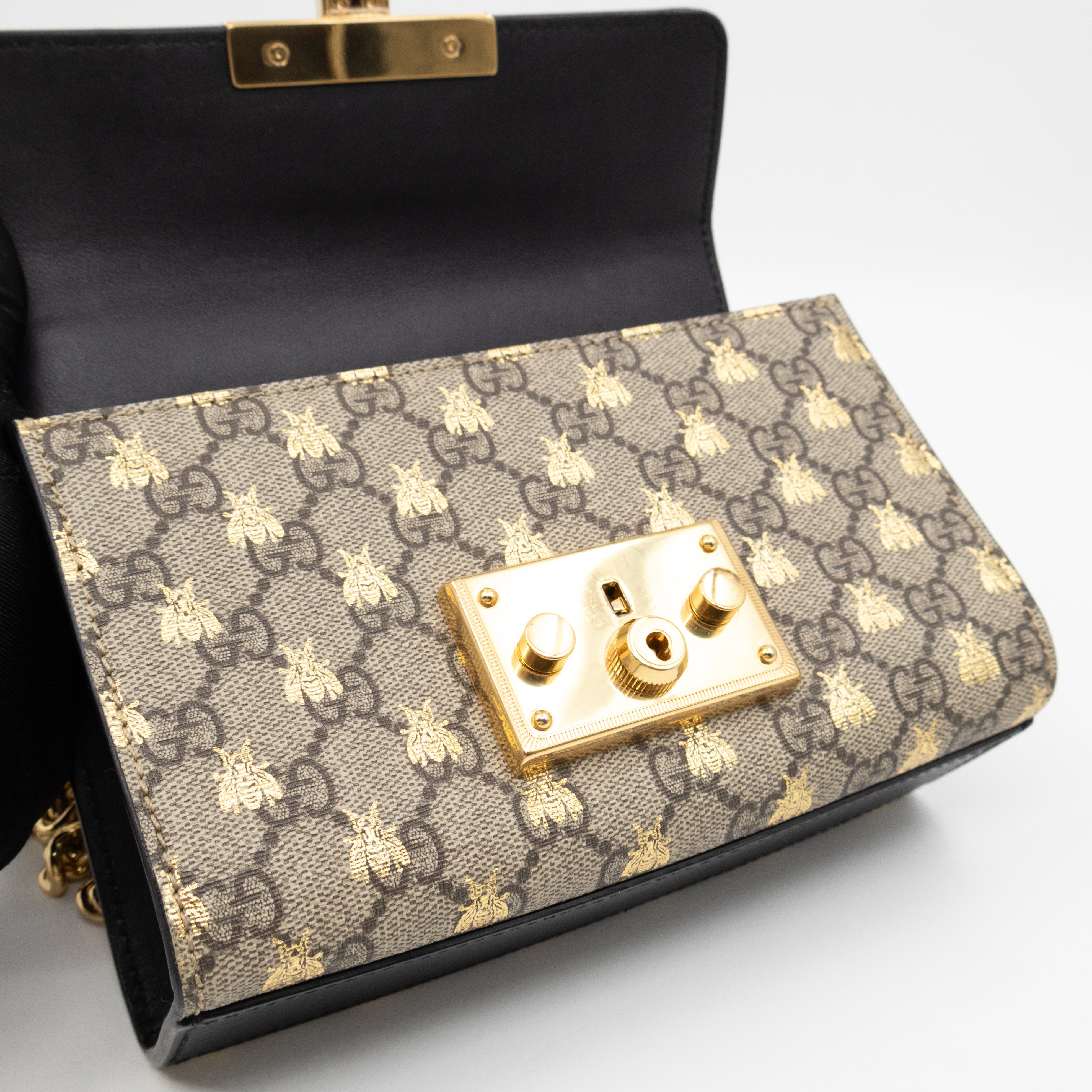 Padlock Flap Bag Small GG Supreme Bees