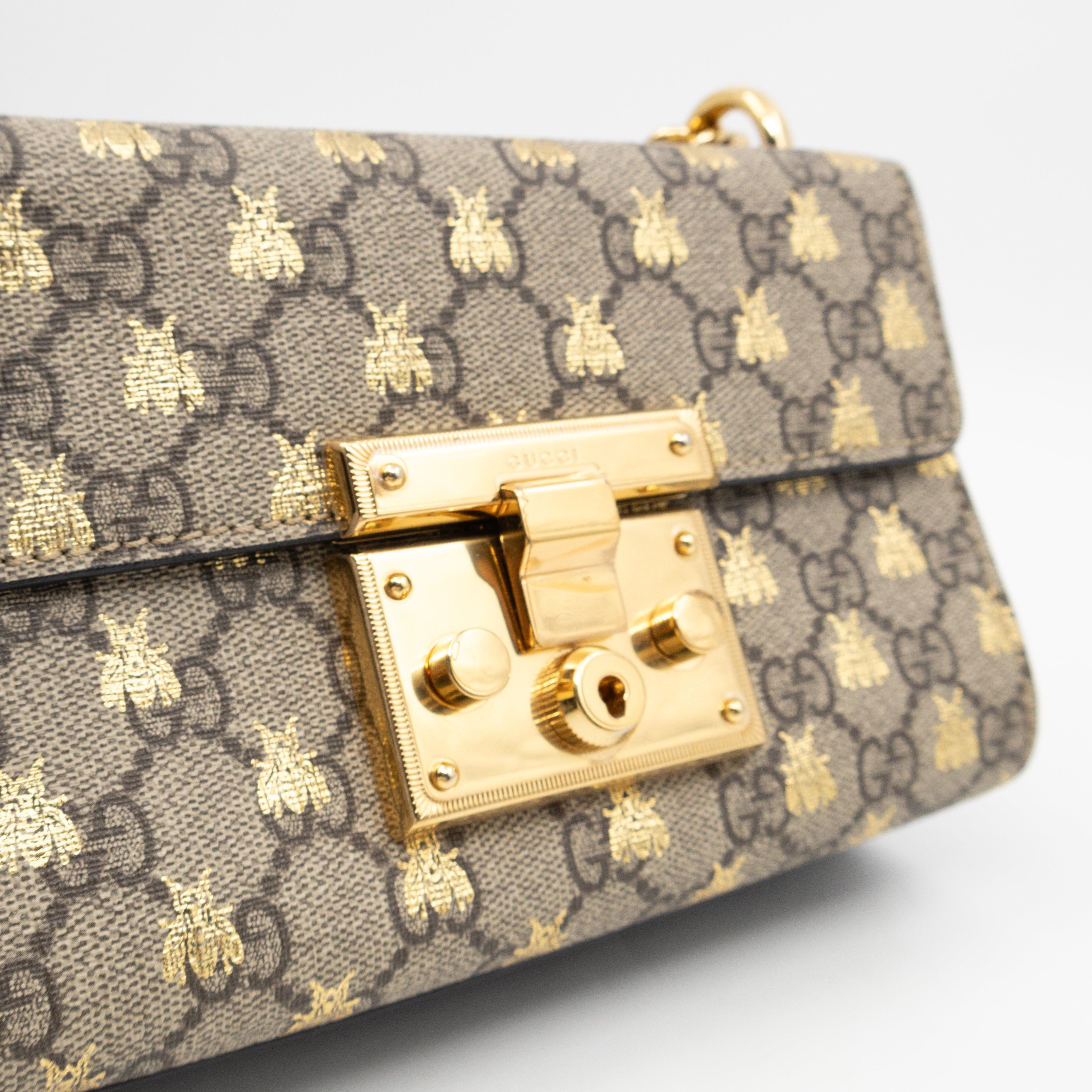 Padlock Flap Bag Small GG Supreme Bees
