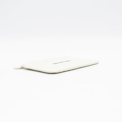 Zipped Card Holder White Leather