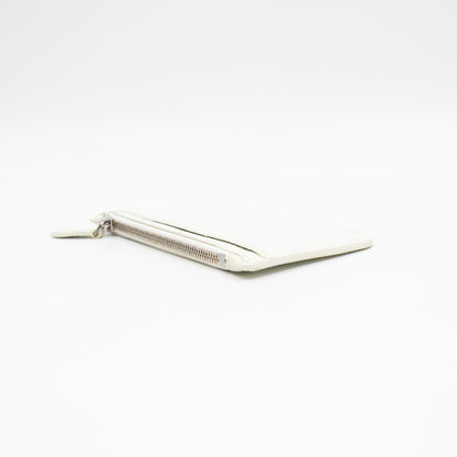 Zipped Card Holder White Leather