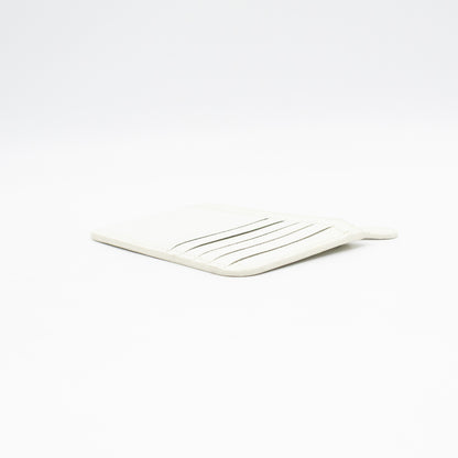 Zipped Card Holder White Leather
