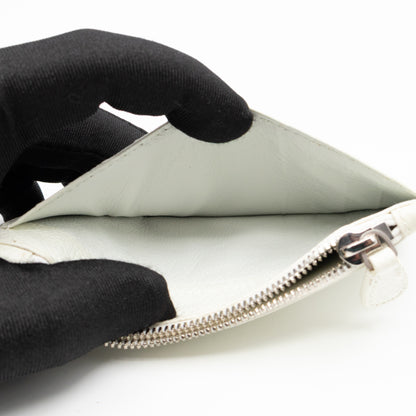 Zipped Card Holder White Leather