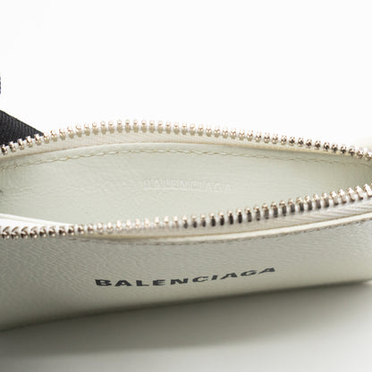 Zipped Card Holder White Leather