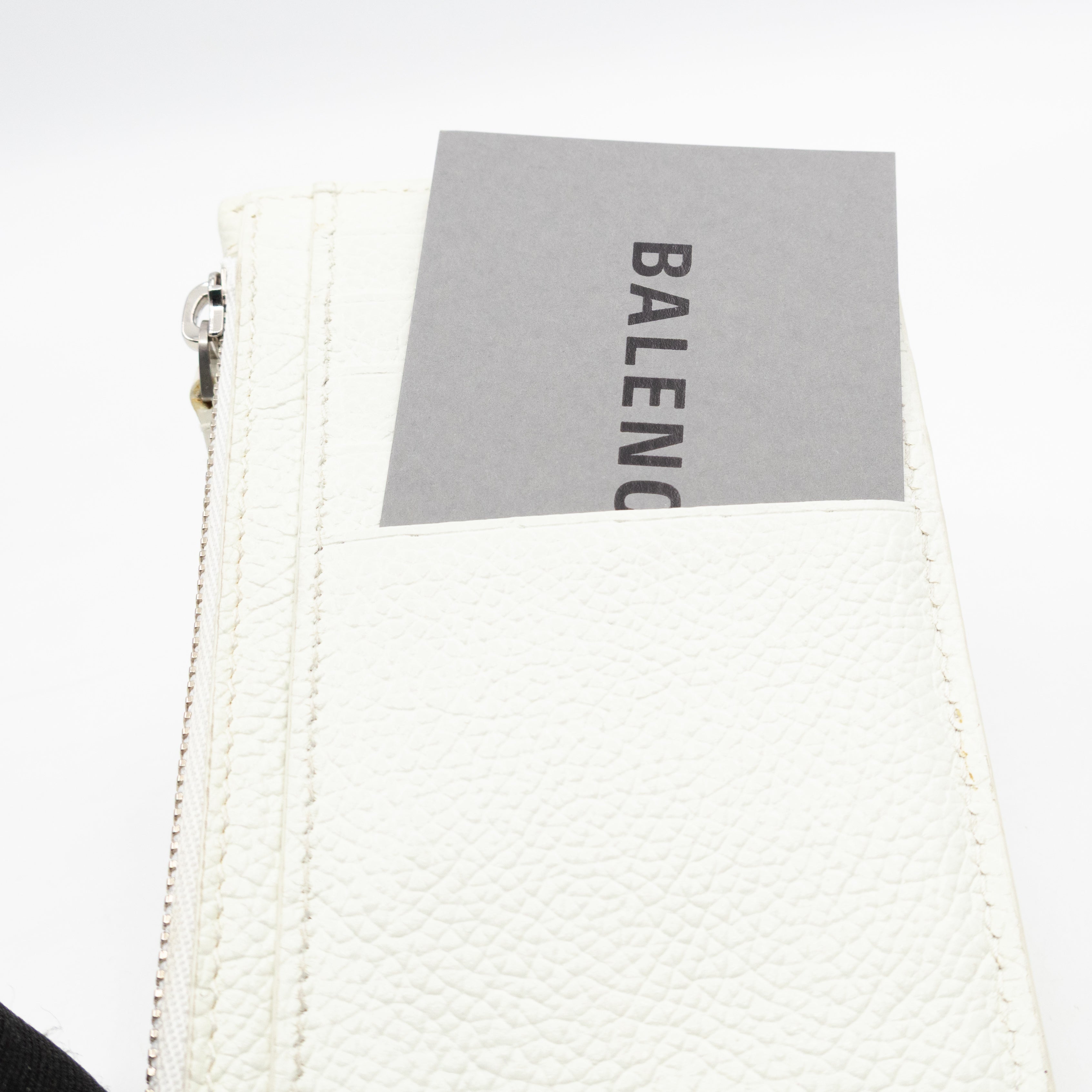 Zipped Card Holder White Leather