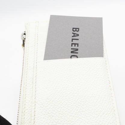 Zipped Card Holder White Leather