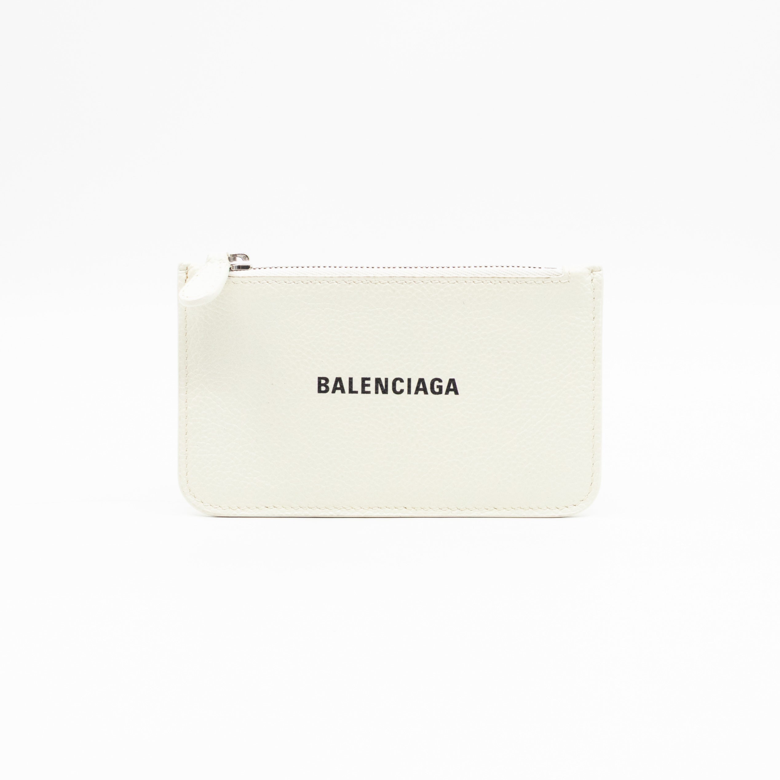 Zipped Card Holder White Leather