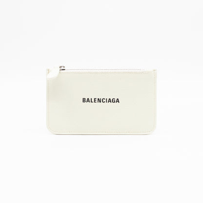 Zipped Card Holder White Leather