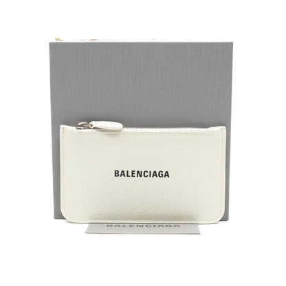 Zipped Card Holder White Leather