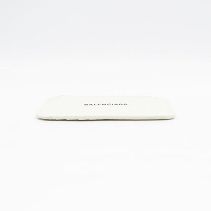 Zipped Card Holder White Leather