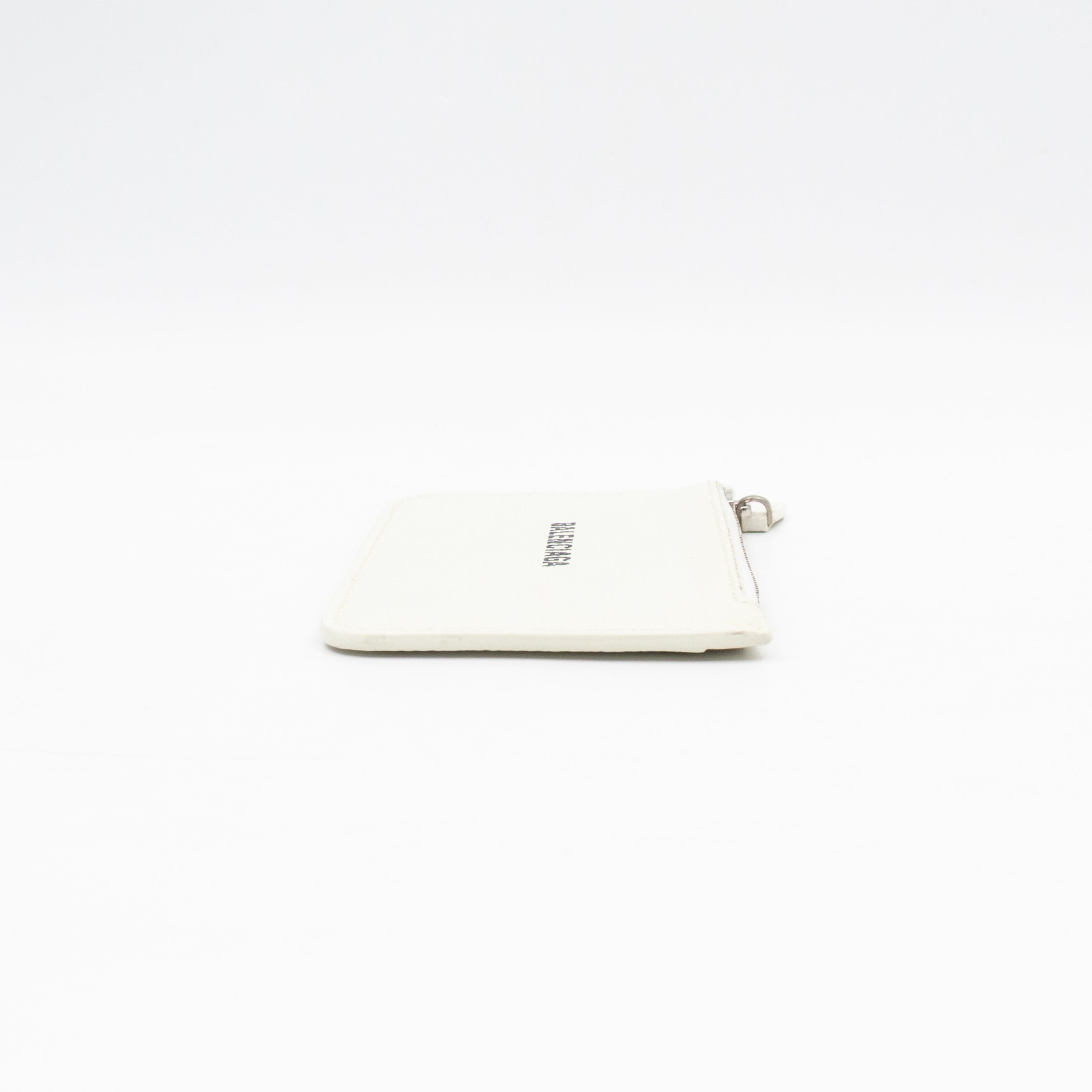 Zipped Card Holder White Leather