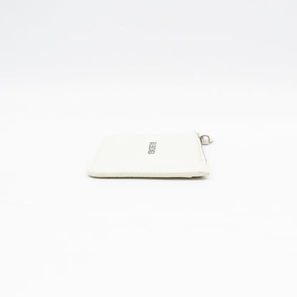 Zipped Card Holder White Leather